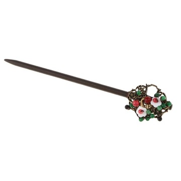 Vintage Handmade hebanowa szpilka do włosów z kwiatem Kobieta do włosów Stick Updo Akcesoria, 4