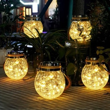 Светодиодная солнечная лампа для сада, подвесной стеклянный шар, наружная банка IP44