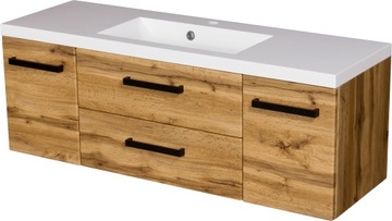 FOKUS NEW LOFT szafka dąb naturalny + umywalka 120
