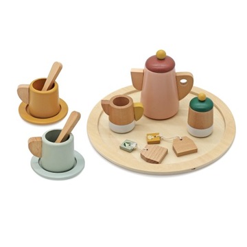 Drewniany zestaw do serwowania kawy i herbaty dla dziecka