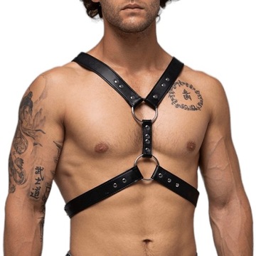 MĘSKA UPRZĄŻ SKÓRZANA MĘSKI HARNESS BDSM NA KLATKĘ