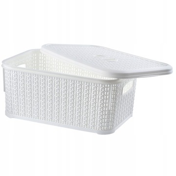 POJEMNIK PUDEŁKO Z POKRYWKĄ DO PRZECHOWYWANIA 6L KOSZYK ORGANIZER BOX BIAŁY
