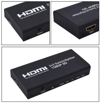 Переключатель HDMI 2x2 Разветвитель 3D-видео 1080p 2 монитора 2 компьютера