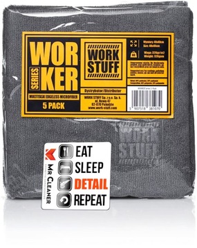 НАБОР WORK STUFF WORKER 5 НАБОР ИЗ 5 УНИВЕРСАЛЬНЫХ МИКРОФИБОК ДЛЯ АВТОМОБИЛЯ 40X40 СМ