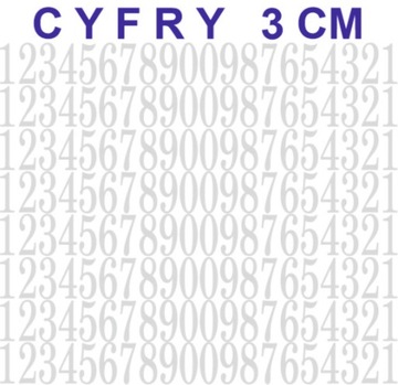 NAKLEJKI CYFRY, LICZBY 3 CM SREBRNE 160 sztuk