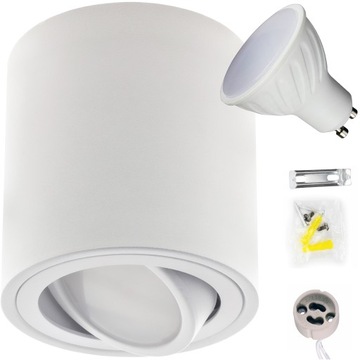 TUBA SPOT NATYNKOWA RUCHOMA BIAŁA + GU10 10W ZIMNA