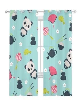 ZASŁONY KOMPLET 2 SZT PANDA POKÓJ DZIECIĘCY 135X160 CM