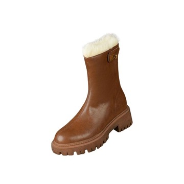 Modne damskie buty zimowe Slip Thick 35 Brown