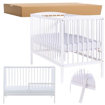 drewniane łóżeczko tapczanik 2w1 DREWEX BIANCO DELUX białe 120x60