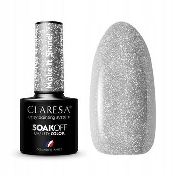 Claresa Lakier hybrydowy MAKE IT SHINE 7 srebrny z drobinką -5g