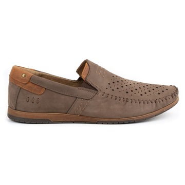 Buty męskie skórzane mokasyny 876 lato brązowe 42