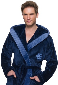 PAWKA ДЛИННЫЙ ТЕПЛЫЙ МУЖСКОЙ ХАЛАТ С КАПЮШОНОМ M