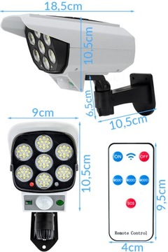 СОЛНЕЧНАЯ МОДЕЛЬ КАМЕРА МИГАЮЩАЯ СВЕТОДИОДНАЯ ЛАМПА ДАТЧИК ДВИЖЕНИЯ СУМЕРКИ ПУЛЬТ ДУ