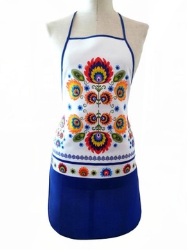 Fartuch kuchenny łowicki niebieski