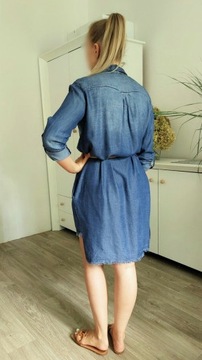 SUKIENKA JEANSOWA KOSZULOWA OVERSIZE H&M M 38