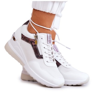 SNEAKERSY buty sportowe damskie CROSS JEANS podwyższające JJ2R4028 białe 36