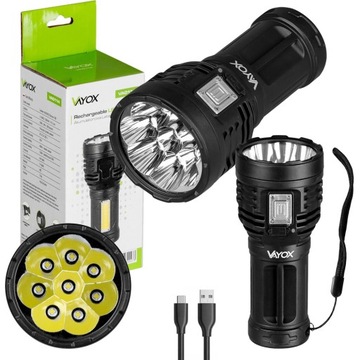 LATARKA LED SZPERACZ AKUMULATOROWA ŚWIATŁO BOCZNE USB C 600lm MOCNA