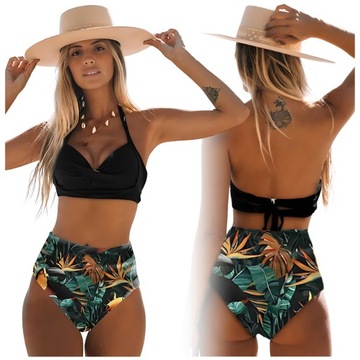 DWUCZĘŚCIOWY STRÓJ KĄPIELOWY KOSTIUM BIKINI Z WYSOKIM STANEM PUSH UP XL