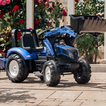 FALK New Holland Blue педальный трактор с прицепом на 3 года