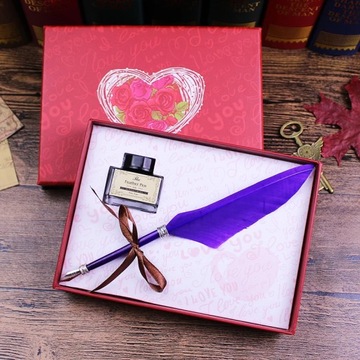 Rose Love Valentine's Day gift Antique Europe Style Feather Pen Set Quill