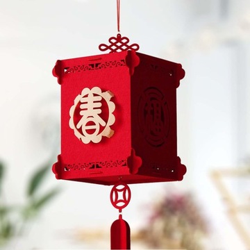 Красный китайский фонарь Lucky Нетканый материал в сборе Декоративный стиль B