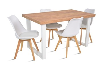 Stół loft rozkładany 80x140/240 4 białe krzesła