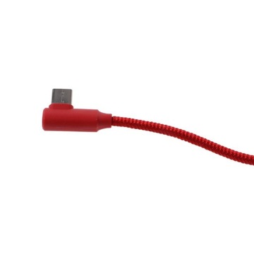 USB-кабель для зарядки, нейлоновая оплетка, кабель 90 градусов, синхронизация, красный