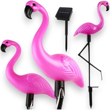 ZESTAW 3x LAMPA SOLARNA FLAMING WODOODPORNA OZDOBA OGRODOWA LAMPKI FLAMINGI