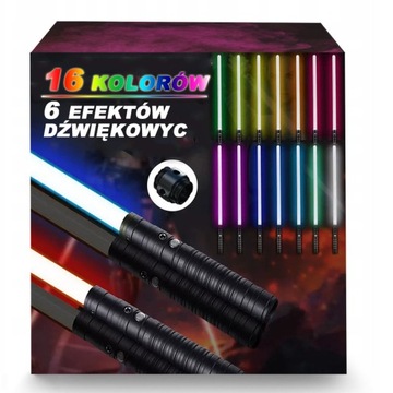 2IN1 STAR WARS ZABAWKOWY MIECZ ŚWIETLNY ŚWIECĄCY Z DŹWIĘK METALOWY 16 KOLOR