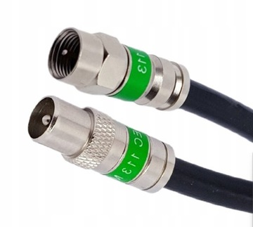 Коаксиальный кабель, антенный кабель 2,5М, черный, вилка F-TV-вилка