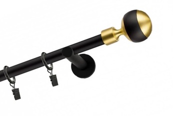 KARNISZ POJEDYNCZY METALOWY 19MM CZARNY MATOWY MAT 180cm KOMPLET WZORY