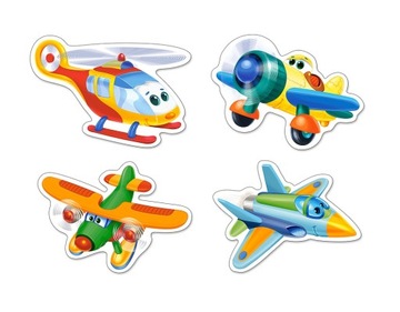 PUZZLE 4W1 SAMOLOT HELIKOPTER POJAZDY 3+ CASTOR