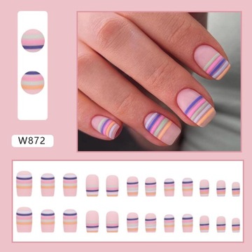 Manicure Halloween Nail Poręczny sztuczny paznokieć Linia tęczy