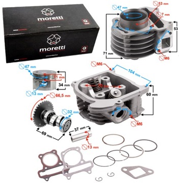 GŁOWICA CYLINDER KOMPLET ZESTAW 80cc SKUTER BARTON