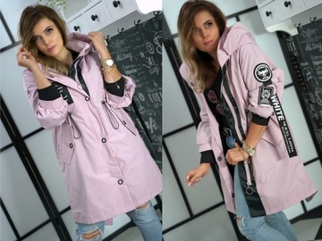 KURTKA PARKA DAMSKA z kapturem PRZEJŚCIOWA wiatrówka KHAKI XXL