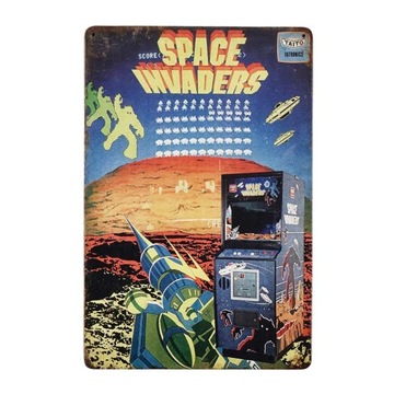 Plakat Tabliczka ozdobna metalowa retro INVADERS