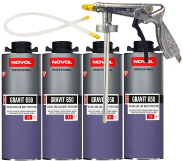 NOVOL GRAVIT 650 MASA ŚRODEK OCHRONY 2w1 CZARNY 4L + PISTOLET