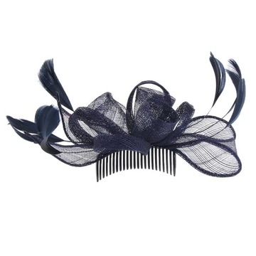 Women s Wedding Feather Fascinator Dark Blue