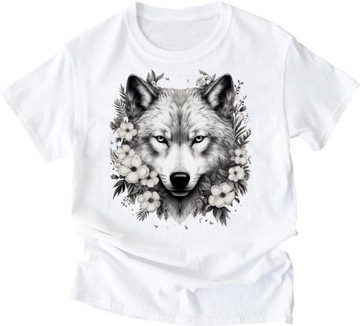 Koszulka t-shirt z wilkiem wilk nadruk t-shirt 5XL
