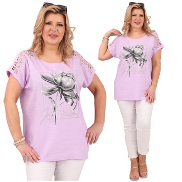 BLUZKA BAWEŁNIANA TSHIRT OVERSIZE NA LATO PROSTA LNIANA DO PRACY LUŹNA
