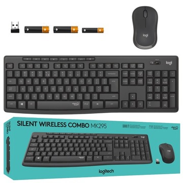 Logitech MK295 zestaw bezprzewodowy klawiatura mysz cicha wodoodporna PL