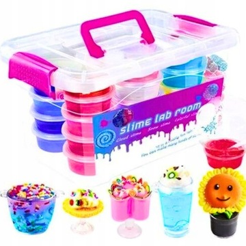LABORATORIUM SLIME GOTOWE GLUTY AKCESORIA 71w1 W PLASTIKOWYM POJEMNIKU BOX