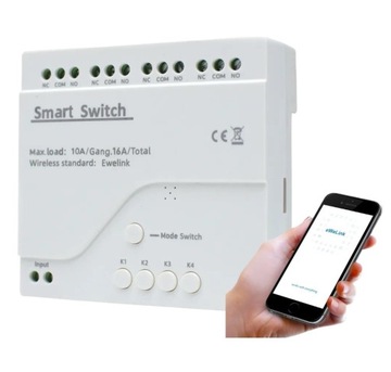 Sonoff 4CH beznapięciowy sterownik WiFi eWeLink zasilanie 7-32V, USB