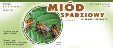 Etykiety na Miód ze Spadzi Liściastej - wzór E1109