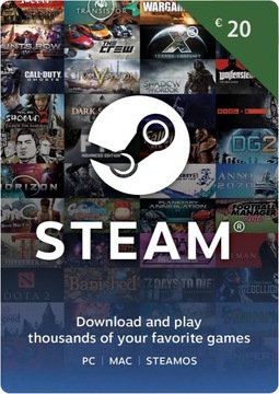 Подарочная карта STEAM на 20 евро | Цифровой код | Steam | Пополнение