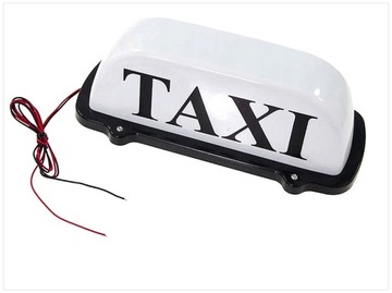 L7J64 LAMPA SZPAKÓWKA BIAŁA NA MAGNES Z NAPISEM TAXI 88420