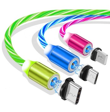 KABEL IPHONE MICRO USB-C świecący LED 2metry 3w1