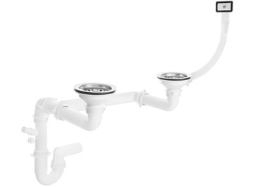 Syfon zlewozmywakowy Kuchinox 90 mm dwukomorowy z przelewem