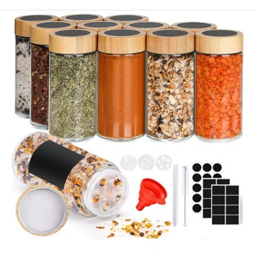 SŁOICZKI NA PRZYPRAWY Z POKRYWKĄ Z BAMBUSA 120 ML ORGANIZER NA PRZYPRAWY