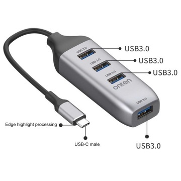 Onten 95118U Многофункциональный преобразователь-концентратор USB-C/Type-C 4 в 1